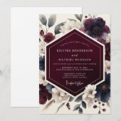 Burgundy Dramatic Autumnal Wedding Kaart (Voorkant / Achterkant)