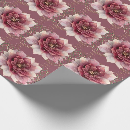 Burgundy Dream Flower Cadeaupapier (Hoek)