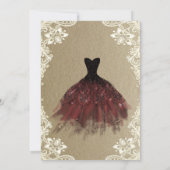 Burgundy Dress,Lights,Lace Kraft Sweet 16 Party Kaart (Achterkant)