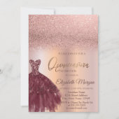 Burgundy Dress Roos Gold Ombre Quinceañera Kaart (Voorkant)