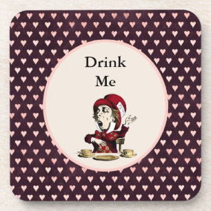 Burgundy Drink me Mad Hatter Alice in Wonderland Bier Onderzetter