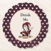 Burgundy Drink me Mad Hatter Alice in Wonderland Kartonnen Onderzetters (Voorkant)