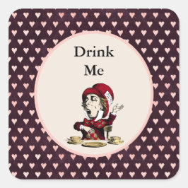 Burgundy Drink me Mad Hatter Alice in Wonderland Vierkante Sticker