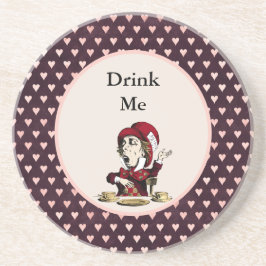 Burgundy Drink me Mad Hatter Alice in Wonderland Zandsteen Onderzetter