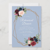 burgundy dusty blauw geometrisch repetitief diner kaart (Voorkant)