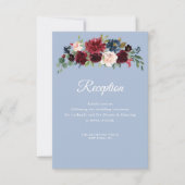 burgundy dusty blauwe trouwkaart RSVP kaartje (Voorkant)