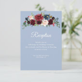 burgundy dusty blauwe trouwkaart RSVP kaartje (Staand voorkant)