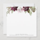 Burgundy Dusty Blue Elegant Floral Weddenschap Dan Kaart (Achterkant)