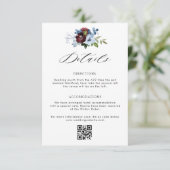 burgundy dusty blue floral bruiloft informatiekaartje (Staand voorkant)