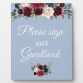 burgundy dusty blue guestbook - bruiloft fotoplaat (Voorkant)