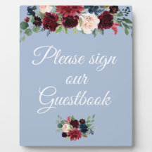 burgundy dusty blue guestbook - bruiloft