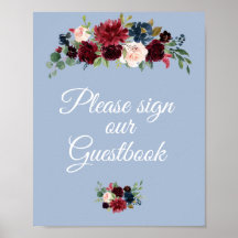 burgundy dusty blue guestbook - bruiloft