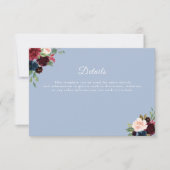 burgundy dusty blue - trouwkaart RSVP kaartje (Voorkant)