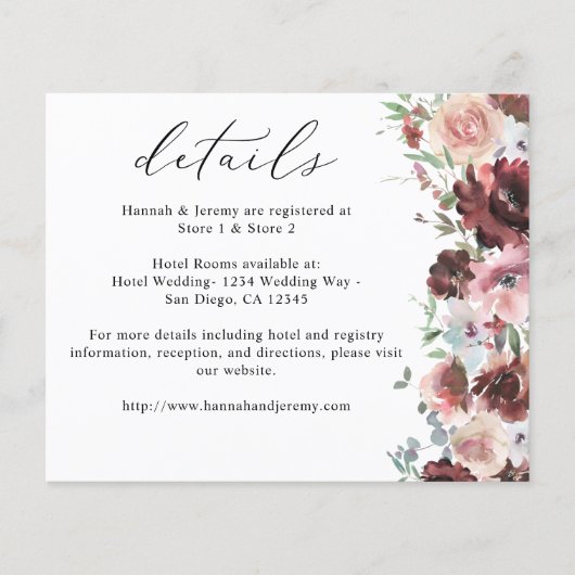 Burgundy & Dusty Blush Pink 5 Floral Details Flyer (Voorkant)