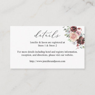 Burgundy & Dusty Blush Pink 5 Floral Details SM Informatiekaartje