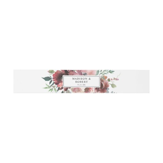 Burgundy & Dusty Blush Pink Floral 3 Uitnodigingen Wikkel (Vlak)