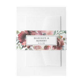 Burgundy & Dusty Blush Pink Floral 3 Uitnodigingen Wikkel