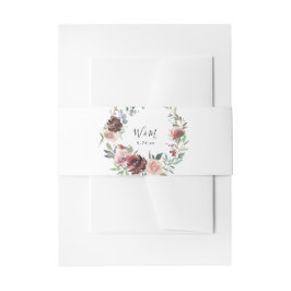 Burgundy & Dusty Blush Roze 5 Bloem 2 Uitnodigingen Wikkel