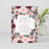 Burgundy Dusty Pink Rose Waterverf Weddenschap Kaart (Staand voorkant)