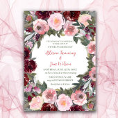 Burgundy Dusty Pink Rose Waterverf Weddenschap Kaart