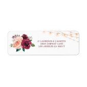 Burgundy Dusty Roos Floral Lights Weddenschap Adre Etiket (Voorkant)