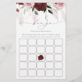 Burgundy Dusty Roos Vrijgezellenfeest Bingo Kaart (Voorkant)