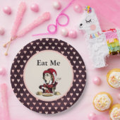 Burgundy Eat me Mad Hatter Alice in Wonderland Papieren Bordje (Feest)