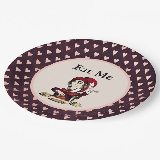 Burgundy Eat me Mad Hatter Alice in Wonderland Papieren Bordje (Gekanteld)