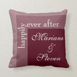 Burgundy Eenvoudig Modern Chique Script Bruiloft Kussen