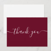Burgundy Eenvoudig Modern Elegant Script Bedankkaart (Voorkant / Achterkant)