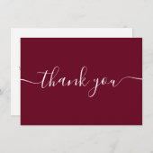 Burgundy Eenvoudig Moderne Elegante Script Bedankkaart (Voorkant / Achterkant)