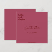 Burgundy Eenvoudig Moderne Trouwdag Save The Date (Voorkant / Achterkant)