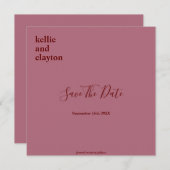 Burgundy Eenvoudig Moderne Trouwtype Save The Date (Voorkant / Achterkant)