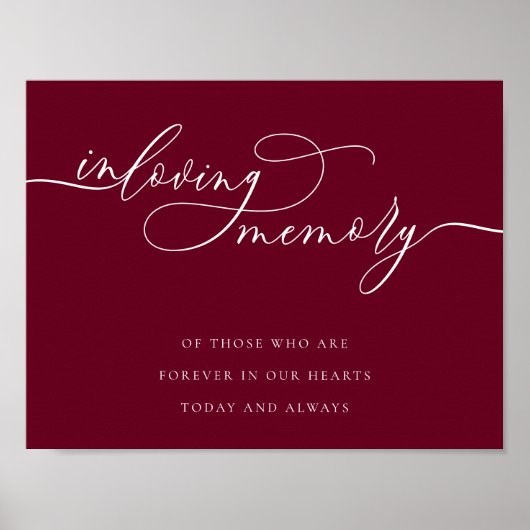 Burgundy Eenvoudig Schoon in Lieve Herinnering Poster (Voorkant)