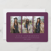 Burgundy Eenvoudige Moderne Drievoudige Foto Afstu Aankondiging (Voorkant)