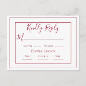 Burgundy Eenvoudige Moderne Trouw RSVP-ansichtkaar Briefkaart (Voorkant)