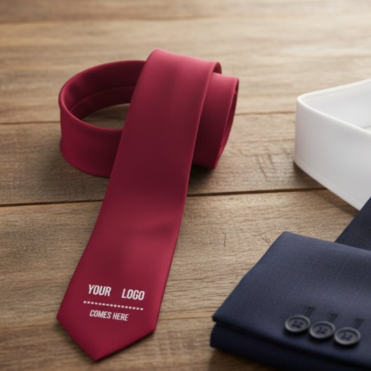 burgundy effen kleur - logo toevoegen stropdas