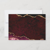Burgundy Elegance Gold Glitter Agate Wedding RSVP Kaartje (Achterkant)