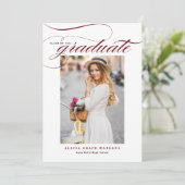 Burgundy Elegant Calligraphy Photo Afstuderen Aankondiging (Staand voorkant)