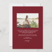 Burgundy Elegant Calligraphy Photo Afstuderen Aankondiging (Achterkant)