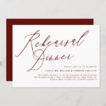 Burgundy Elegant Calligraphy Rehearsal Dinner Kaart<br><div class="desc">Nodig gasten uit voor je trouwrepetitie diner met deze aanpasbare repetitieve diner uitnodiging. Het kenmerkt het manuscript van Caroline, een elegante moderne kalligrafie. Personaliseer deze kalligrafiereoefening dineuitnodiging door namen, datum, tijd, en andere gebeurtenisdetails toe te voegen. Deze uitnodiging voor een begrafenisrepetitief diner is perfect voor elk trouwthema en elk seizoen....</div>