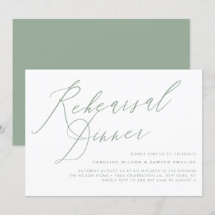 Burgundy Elegant Calligraphy Rehearsal Dinner Kaart