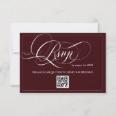 Burgundy Elegant Calligraphy Wedding RSVP Kaartje (Voorkant)