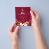 Burgundy Elegant Floral Herfst Budget Wedding Invi Flyer (Hand)