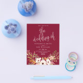 Burgundy Elegant Floral Herfst Budget Wedding Invi Flyer (Enkel)
