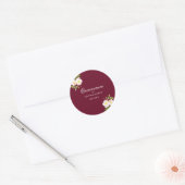 Burgundy Elegant Floral Quinceanera Sticker (Envelop)