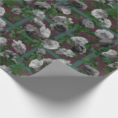 Burgundy Elegant Floral Rozen Cadeaupapier (Hoek)