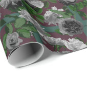 Burgundy Elegant Floral Rozen Cadeaupapier (Rol Hoek)