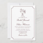 Burgundy Elegant Frame Wedding Invitation Aankondiging (Voorkant)