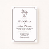 Burgundy Elegant Frame Wedding Invitation Aankondiging